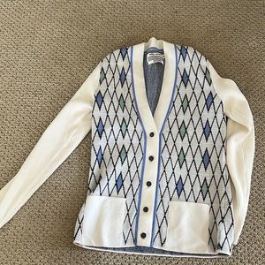 Tory Sport Cardigan (Tory Burch). Size Small. Argyle print.